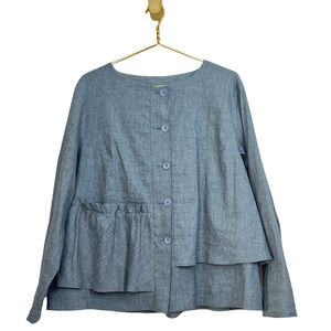 Échappées Belles Lagenlook Button Front Jacket Women Size XL
